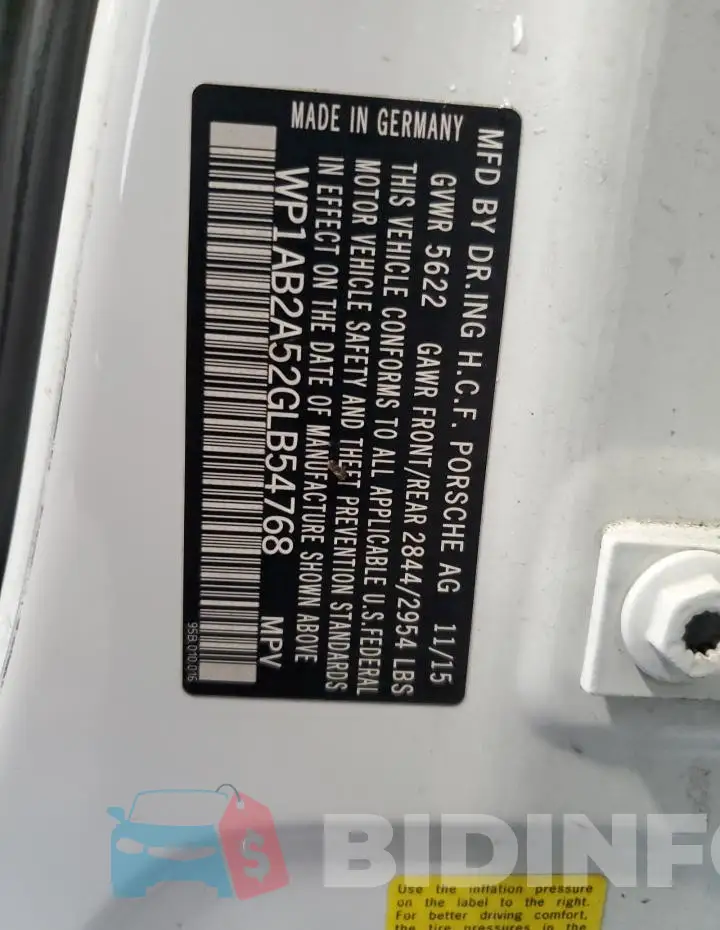 WP1AB2A52GLB54768 Photo# 13