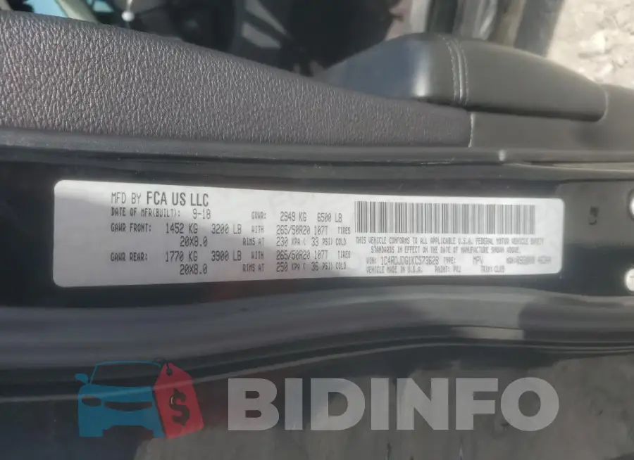 1C4RDJDG1KC573628 Photo# 14