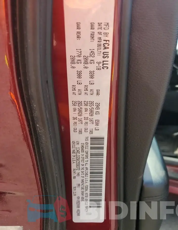 1C4RDJDG5KC558372 Photo# 12