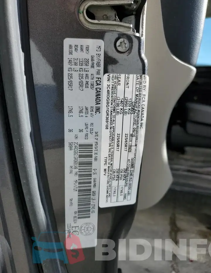 2C4RDGBG1GR369108 Photo# 13