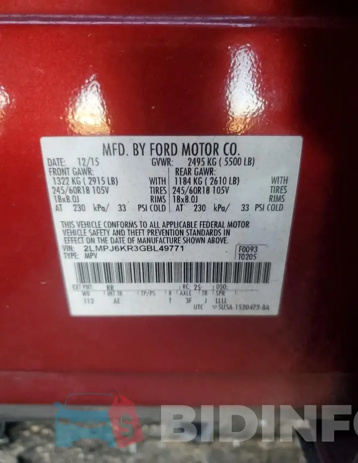 2LMPJ6KR3GBL49771 Photo# 13