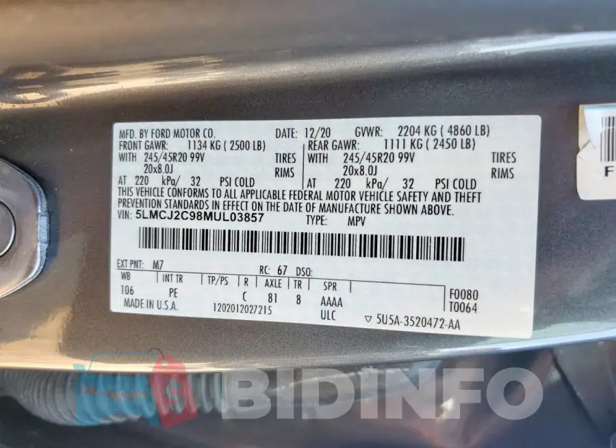 5LMCJ2C98MUL03857 Photo# 13
