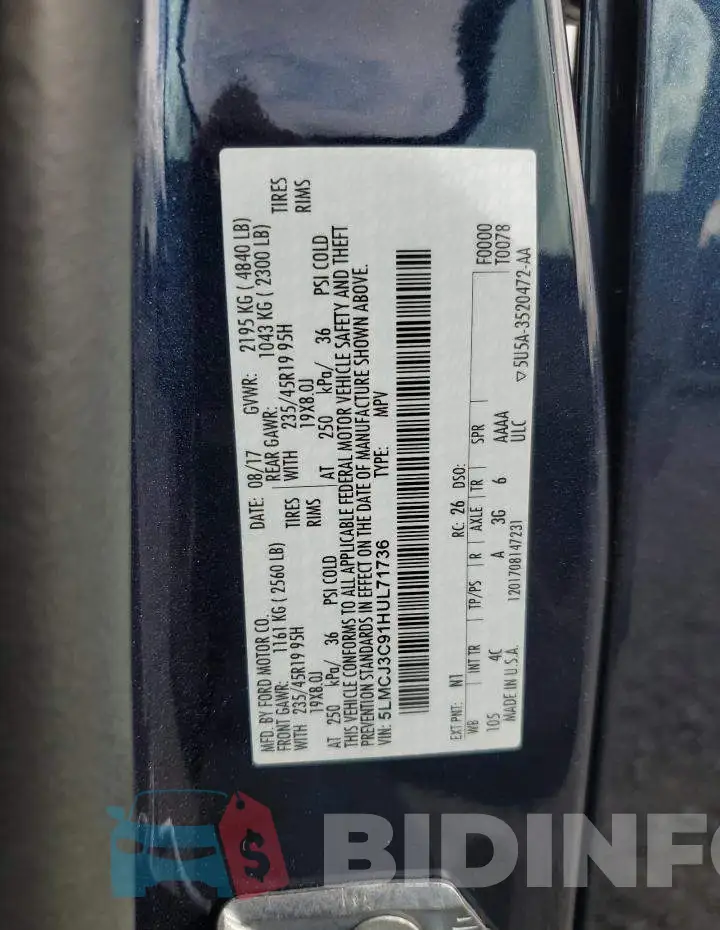 5LMCJ3C91HUL71736 Photo# 12