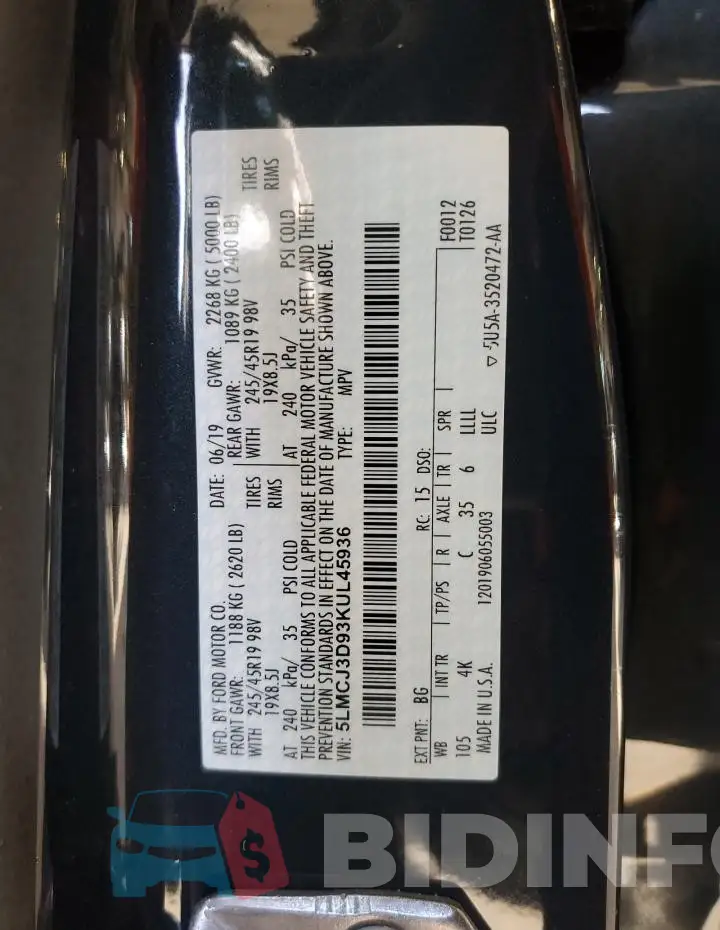 5LMCJ3D93KUL45936 Photo# 13