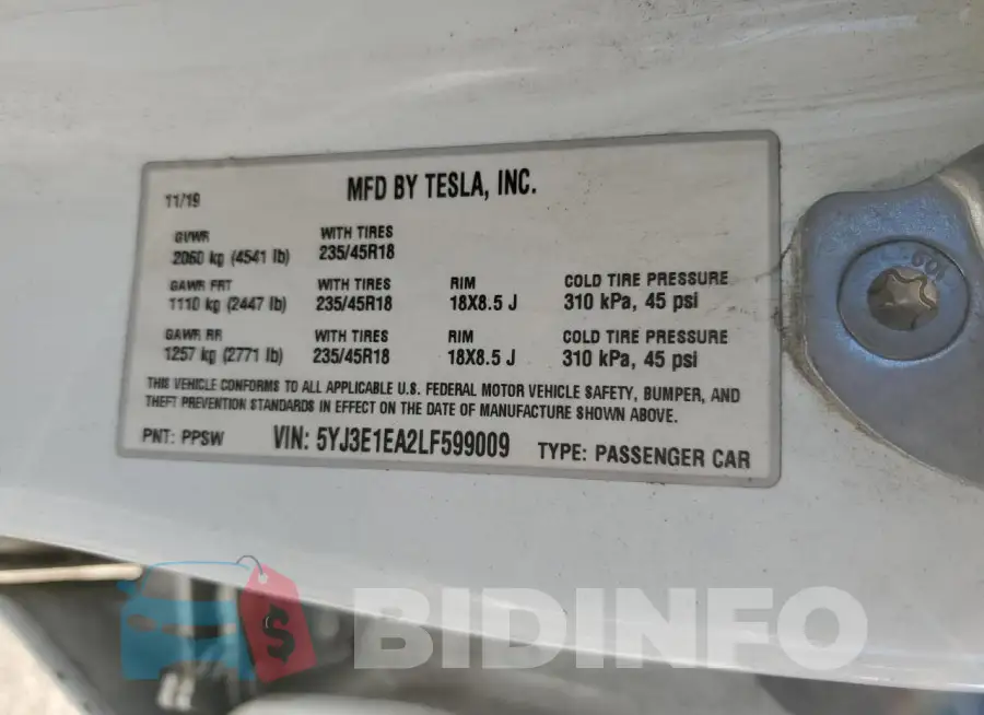 5YJ3E1EA2LF599009 Photo# 12