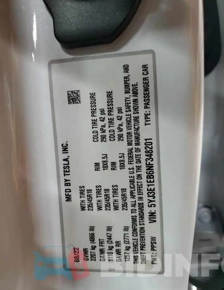 5YJ3E1EB6NF348201 Photo# 13