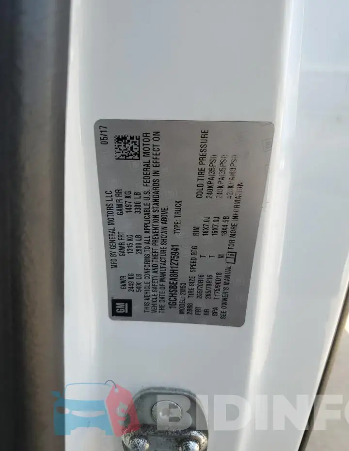 1GCHSBEA8H1275941 Photo# 12
