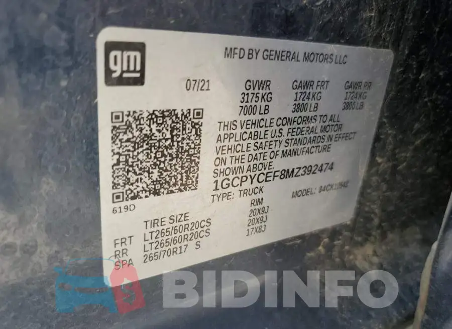 1GCPYCEF8MZ392474 Photo# 13