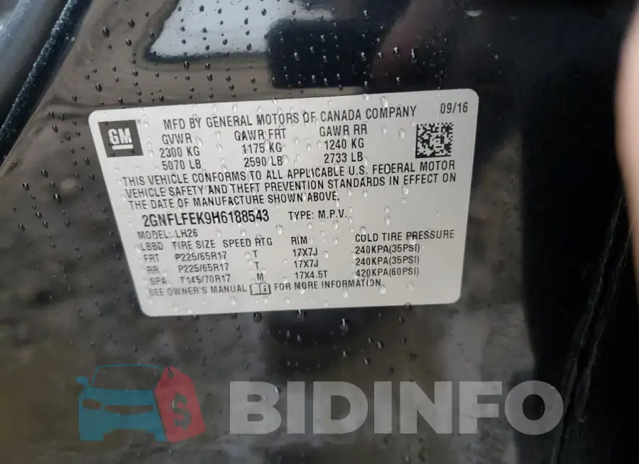 2GNFLFEK9H6188543 Photo# 13