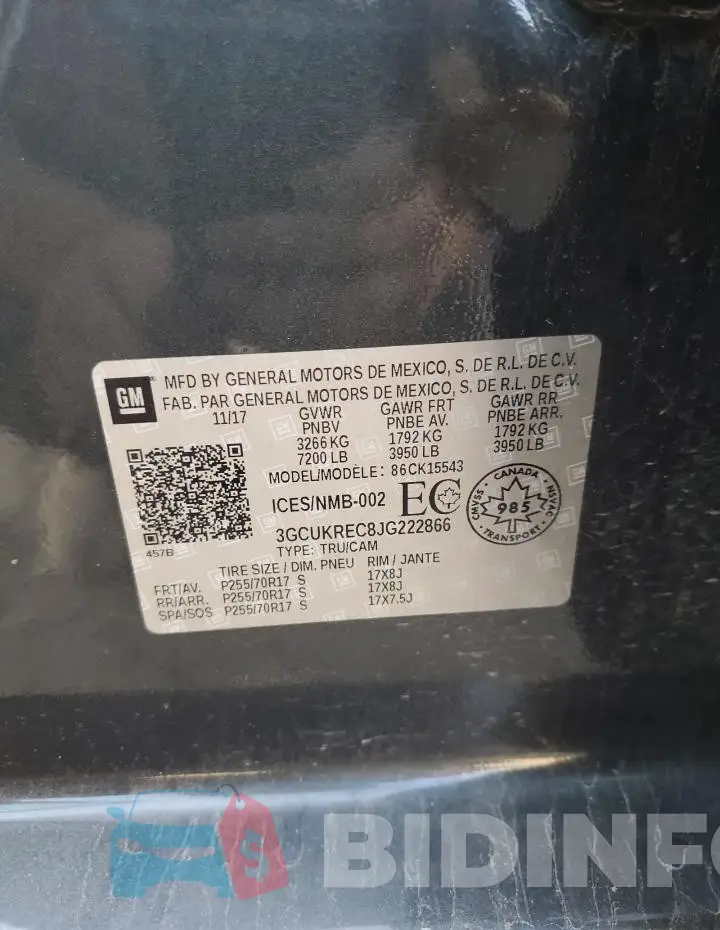 3GCUKREC8JG222866 Photo# 12