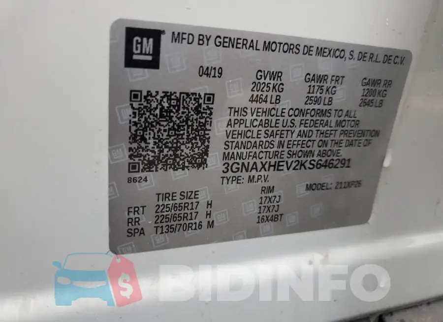 3GNAXHEV2KS646291 Photo# 13