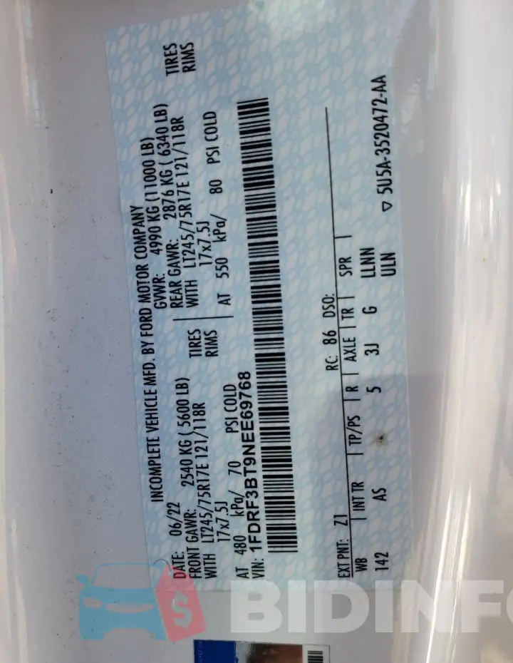 1FDRF3BT9NEE69768 Photo# 13