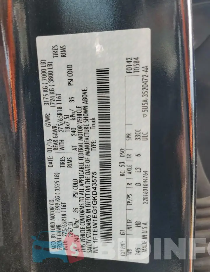 1FTEW1EG1GKD43575 Photo# 12