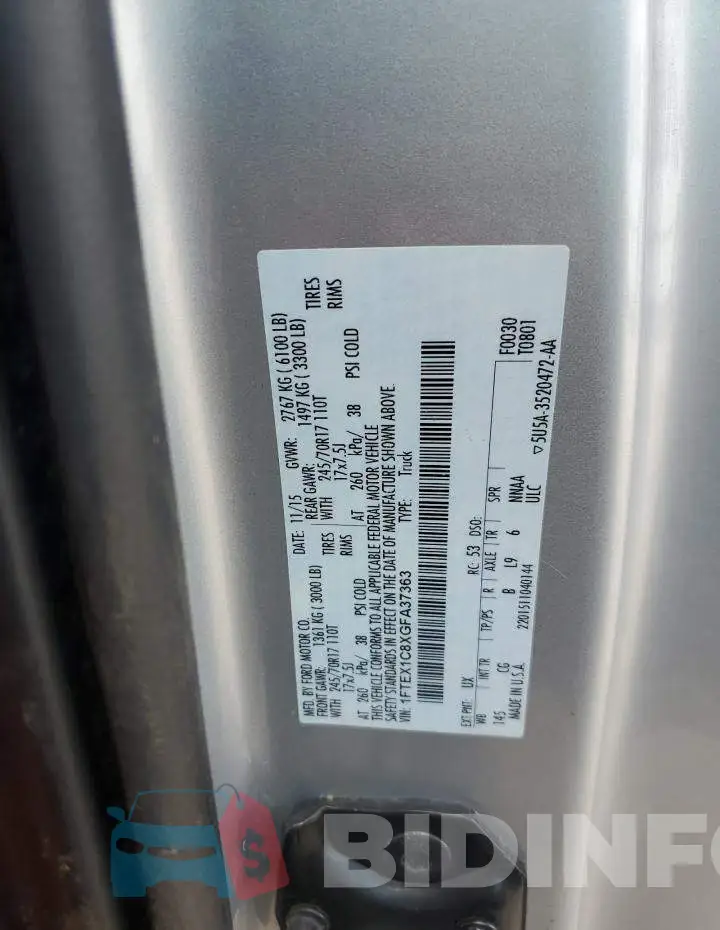 1FTEX1C8XGFA37363 Photo# 12