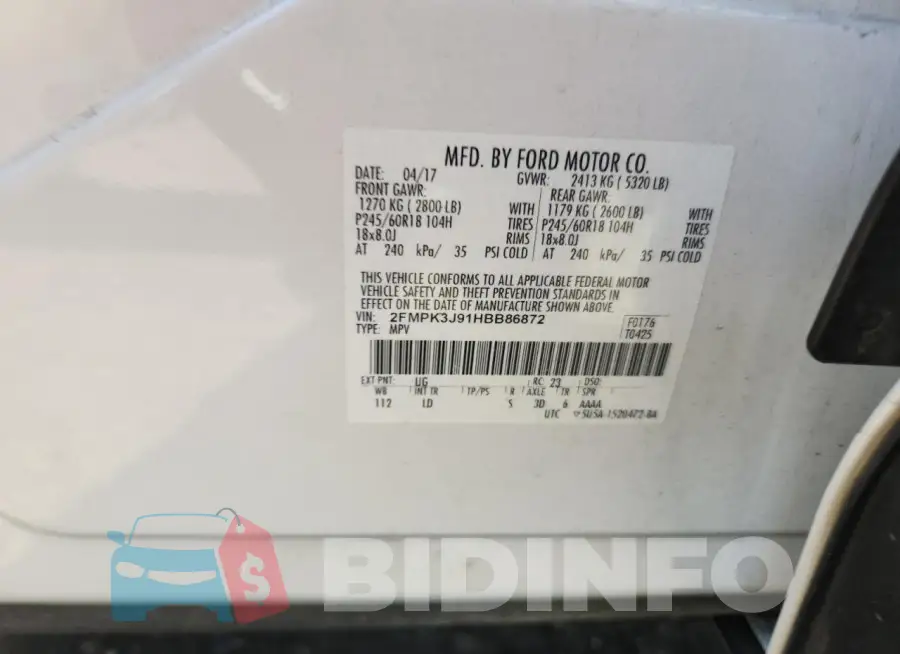 2FMPK3J91HBB86872 Photo# 13