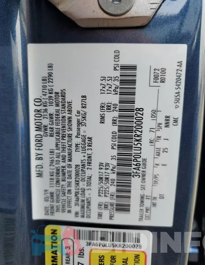 3FA6P0LU5KR200028 Photo# 12