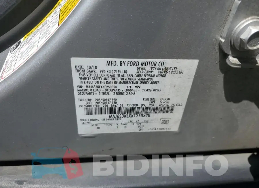 MAJ6S3KLXKC250320 Photo# 13