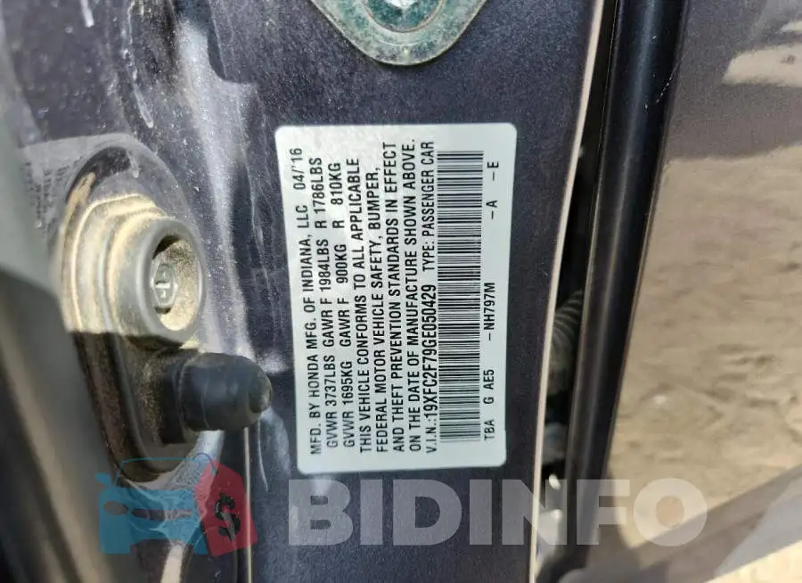 19XFC2F79GE050429 Photo# 13