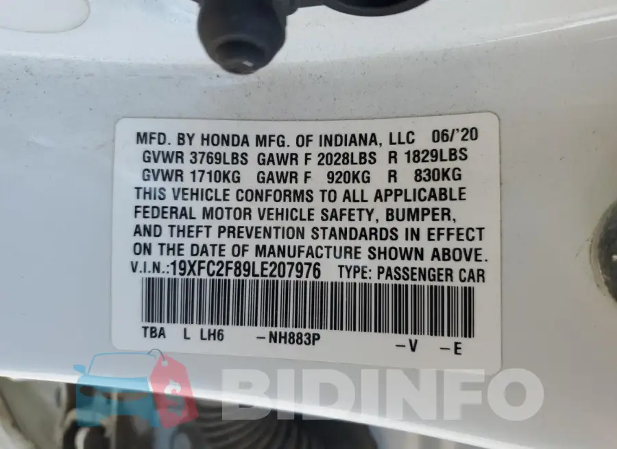 19XFC2F89LE207976 Photo# 13