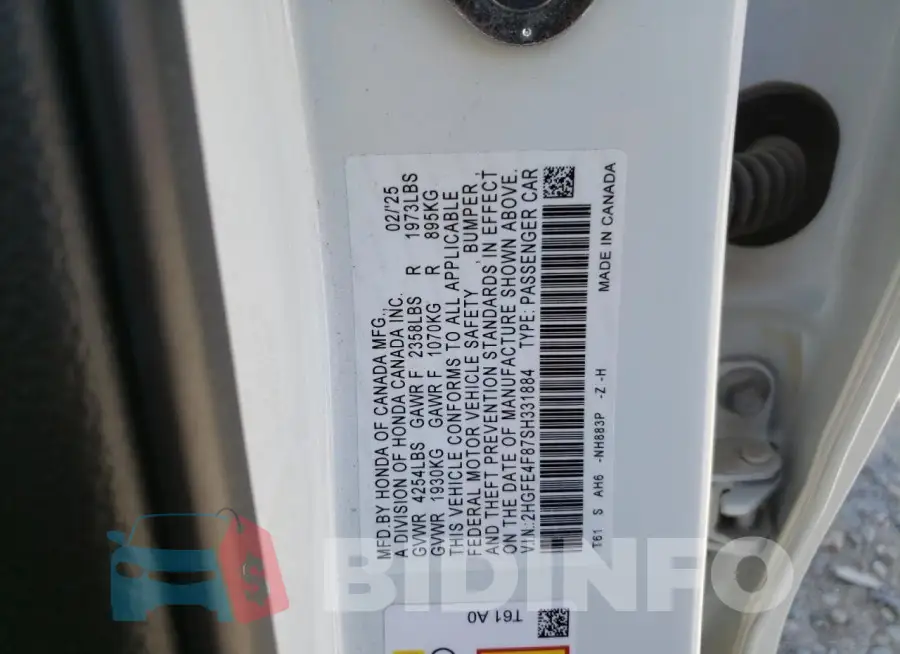 2HGFE4F87SH331884 Photo# 12