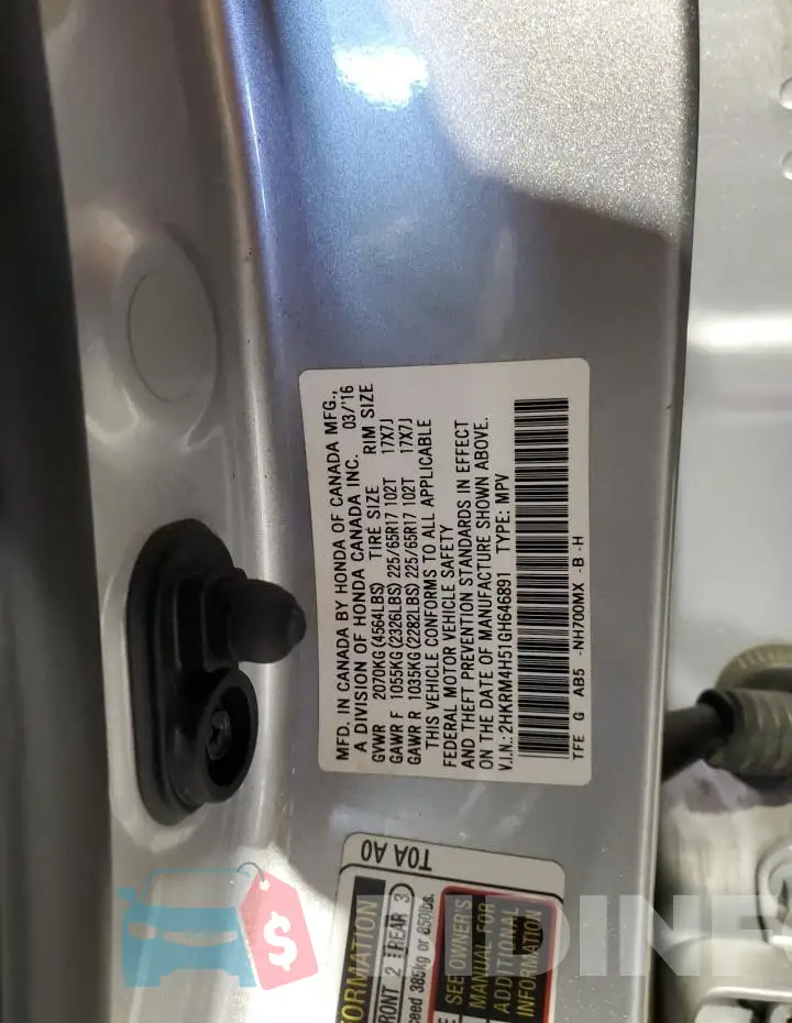 2HKRM4H51GH646891 Photo# 13