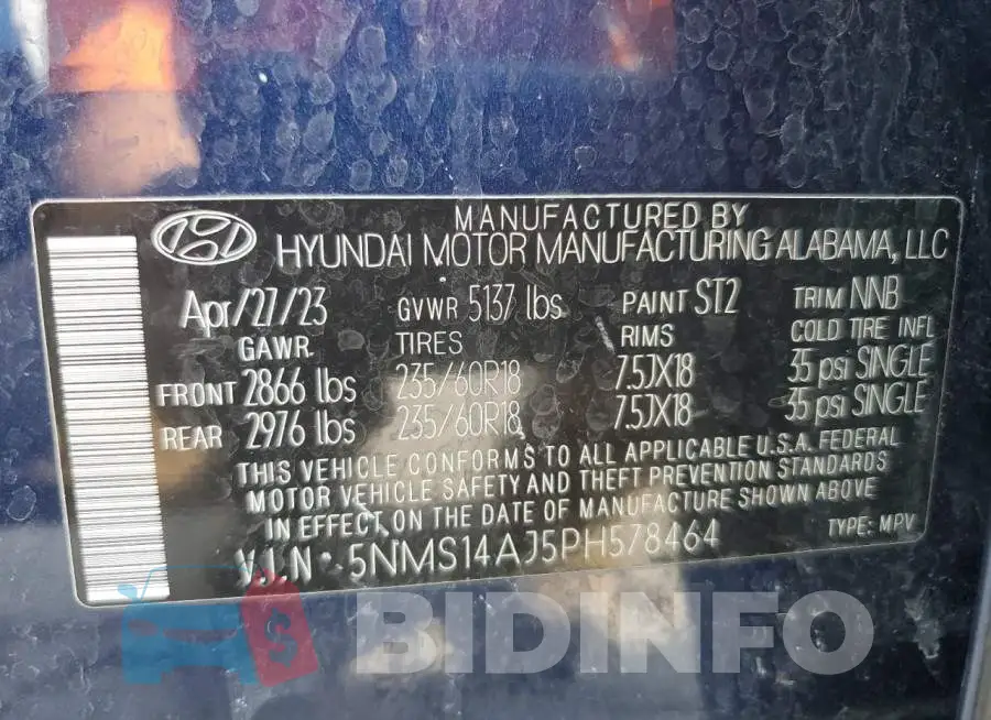 5NMS14AJ5PH578464 Photo# 14