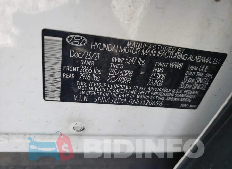 5NMS2DAJ1NH420696 Photo# 13