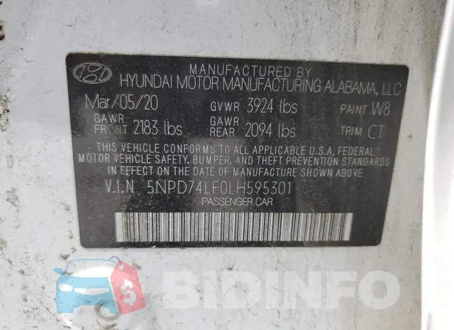 5NPD74LF0LH595301 Photo# 12