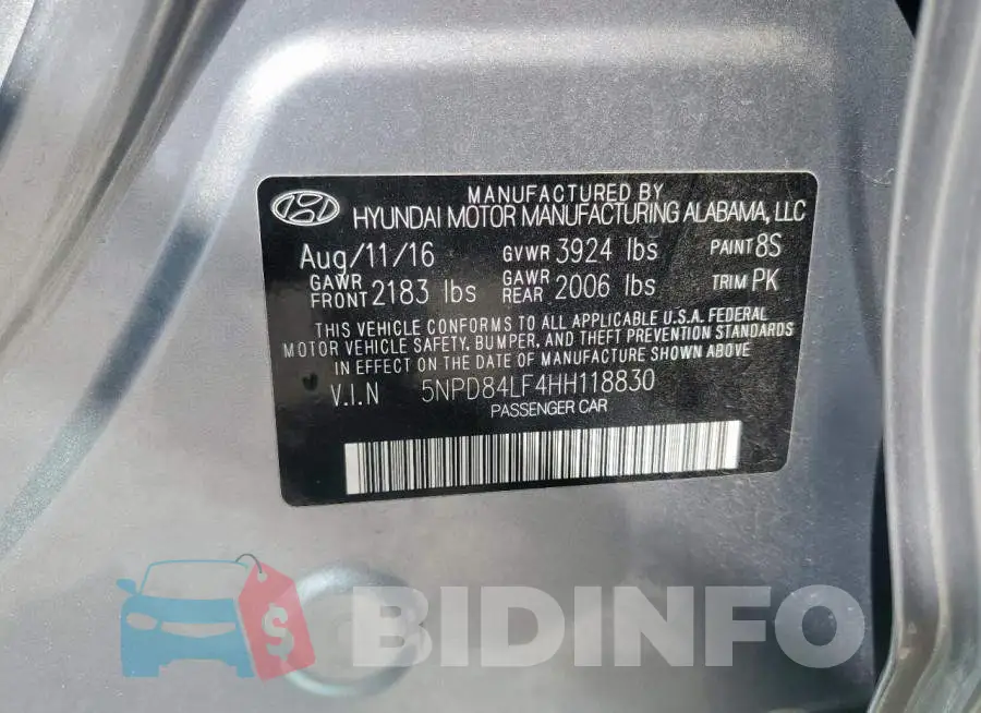 5NPD84LF4HH118830 Photo# 12
