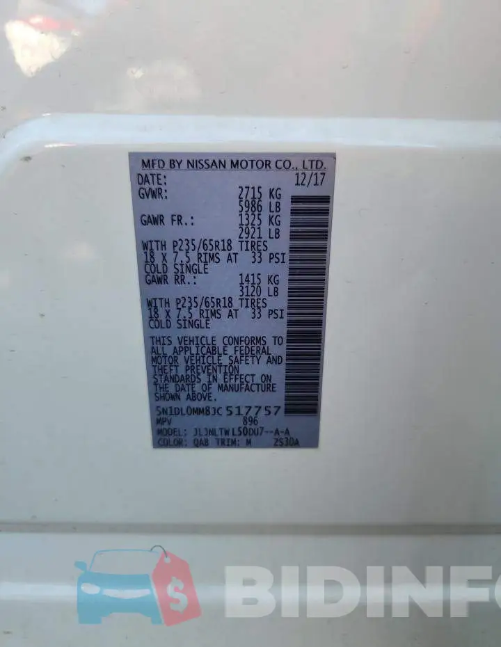 5N1DL0MM8JC517757 Photo# 13