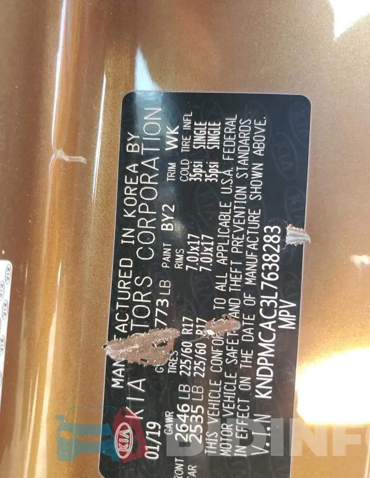 KNDPMCAC3L7638283 Photo# 13