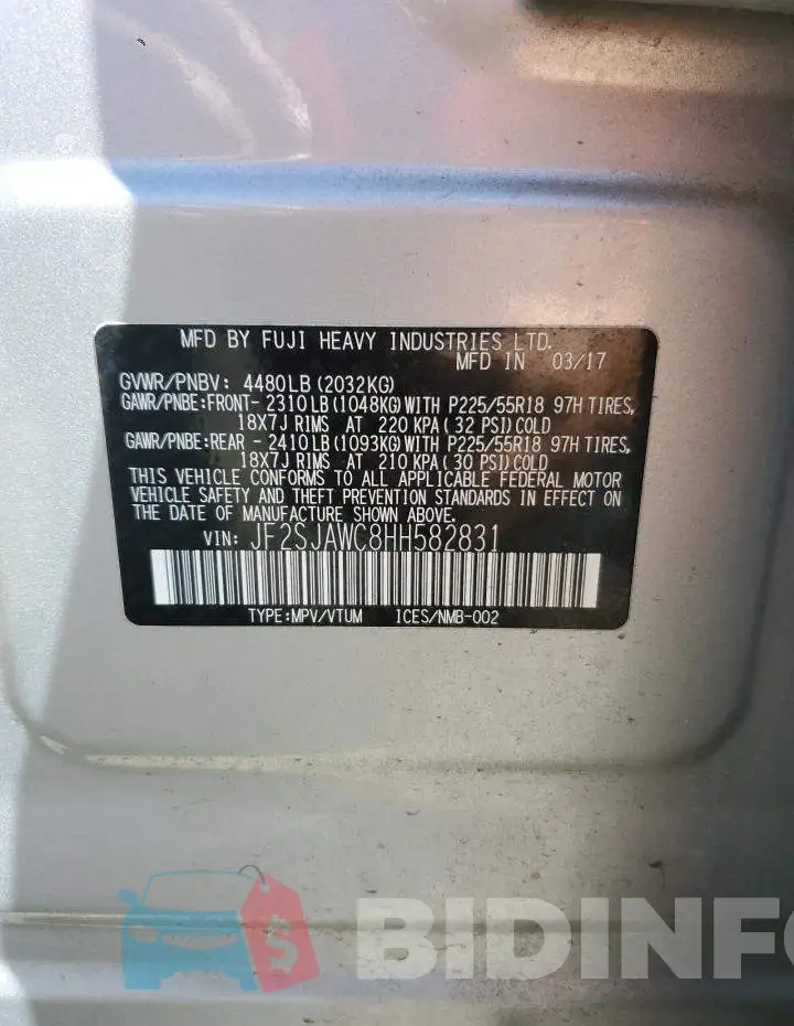 JF2SJAWC8HH582831 Photo# 13