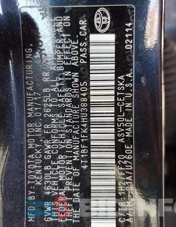 4T1BF1FK4HU388405 Photo# 12