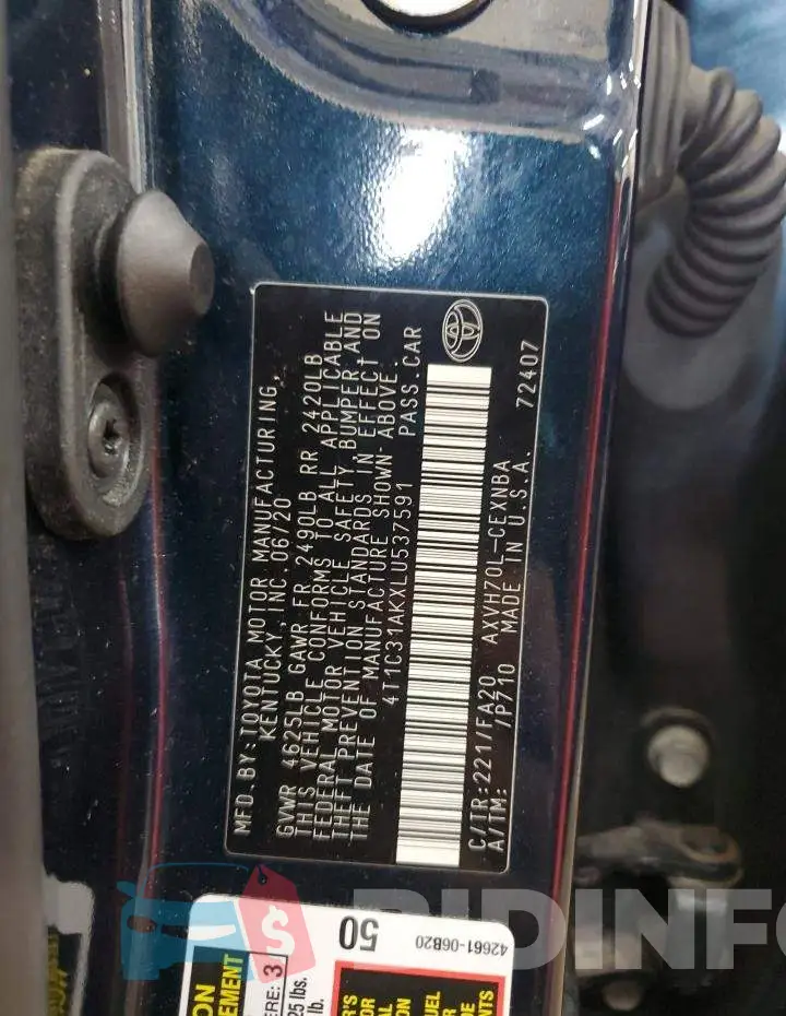 4T1C31AKXLU537591 Photo# 12