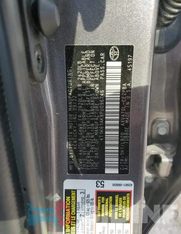 4T1K61AK8PU096746 Photo# 12