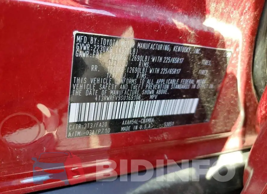 4T3RWRFV9SU169106 Photo# 14