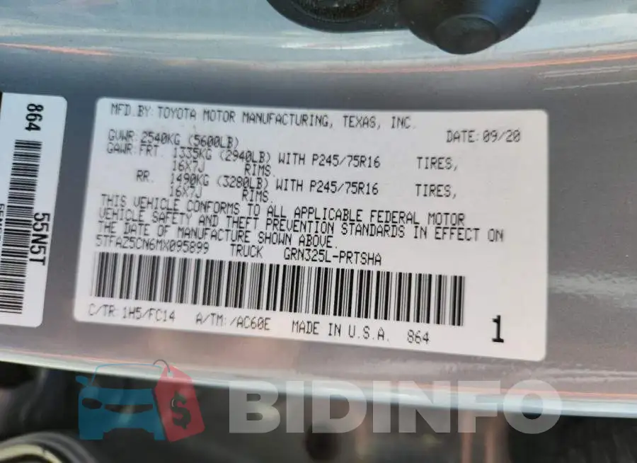 5TFAZ5CN6MX095899 Photo# 12