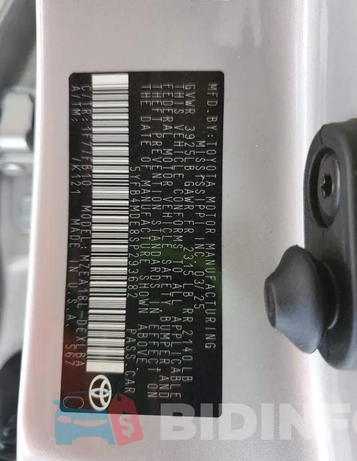 5YFB4MDE8SP293682 Photo# 12