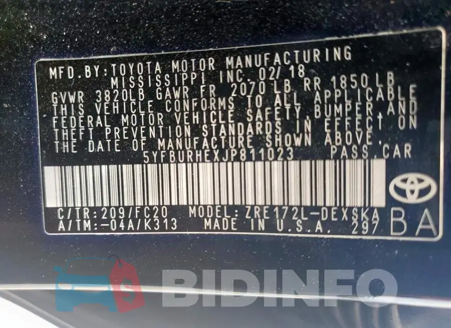5YFBURHEXJP811023 Photo# 12