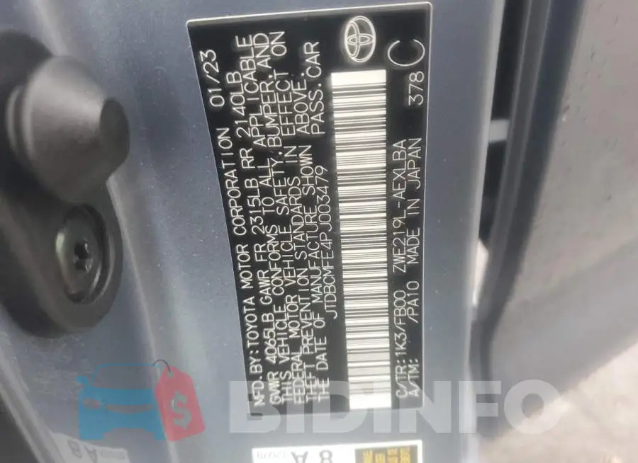 JTDBCMFE4PJ003479 Photo# 12