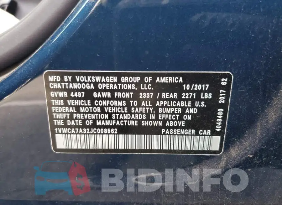 1VWCA7A32JC008562 Photo# 12