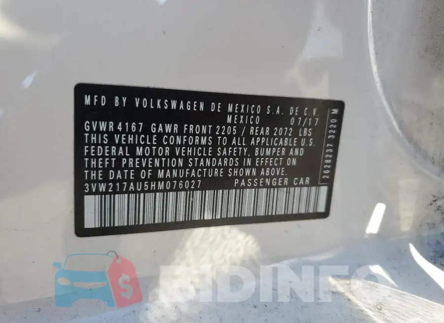 3VW217AU5HM076027 Photo# 12