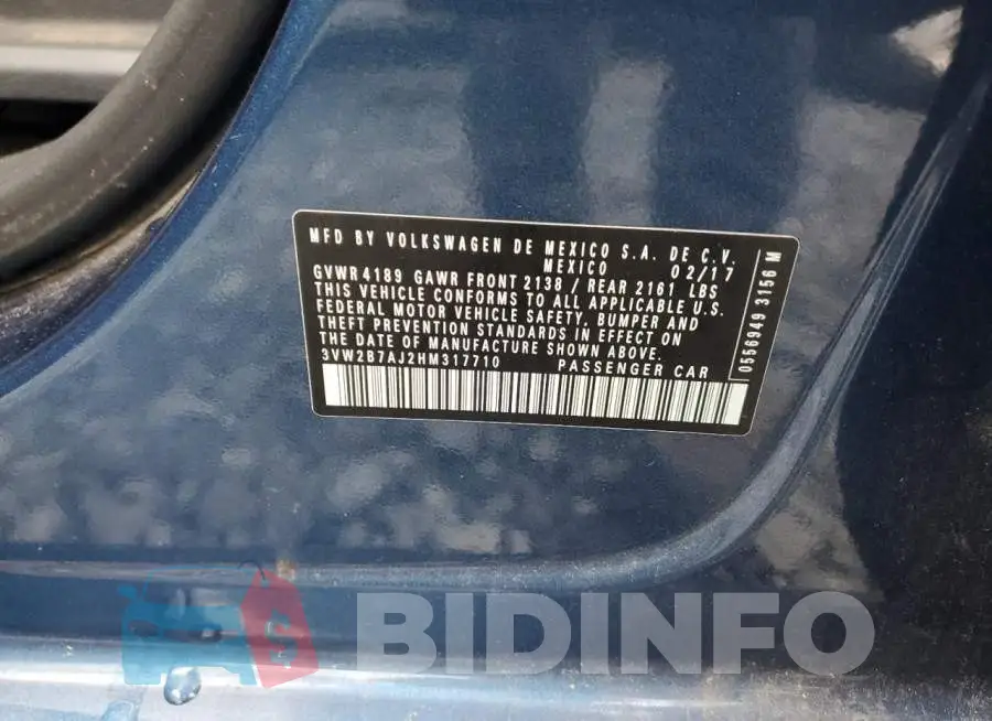 3VW2B7AJ2HM317710 Photo# 13