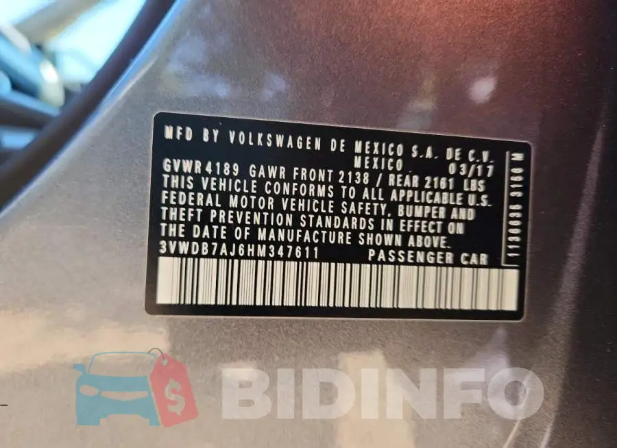 3VWDB7AJ6HM347611 Photo# 12