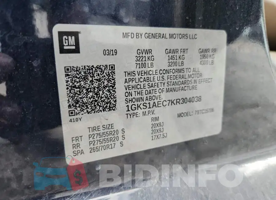 1GKS1AEC7KR304038 Photo# 13