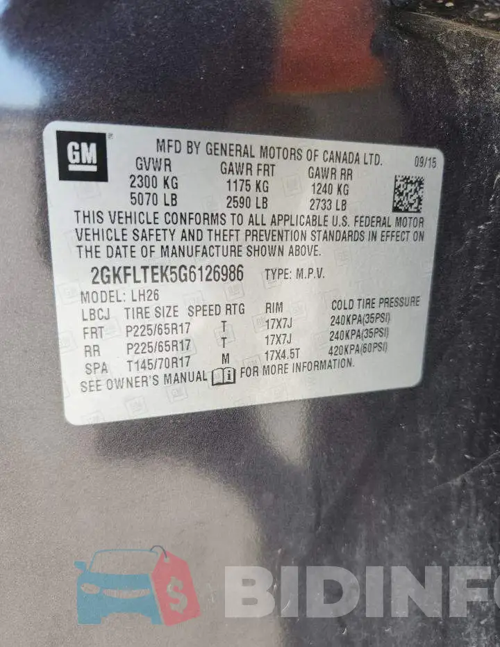 2GKFLTEK5G6126986 Photo# 14