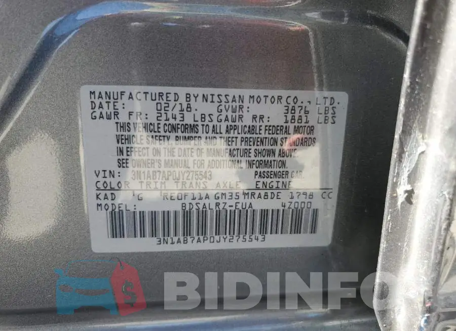 3N1AB7AP0JY275543 Photo# 12