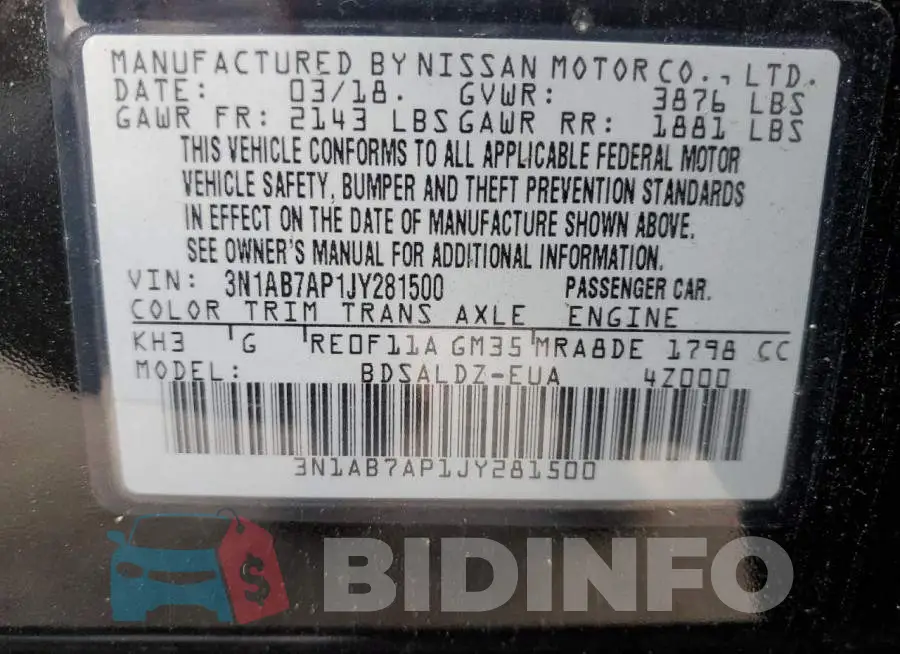 3N1AB7AP1JY281500 Photo# 12