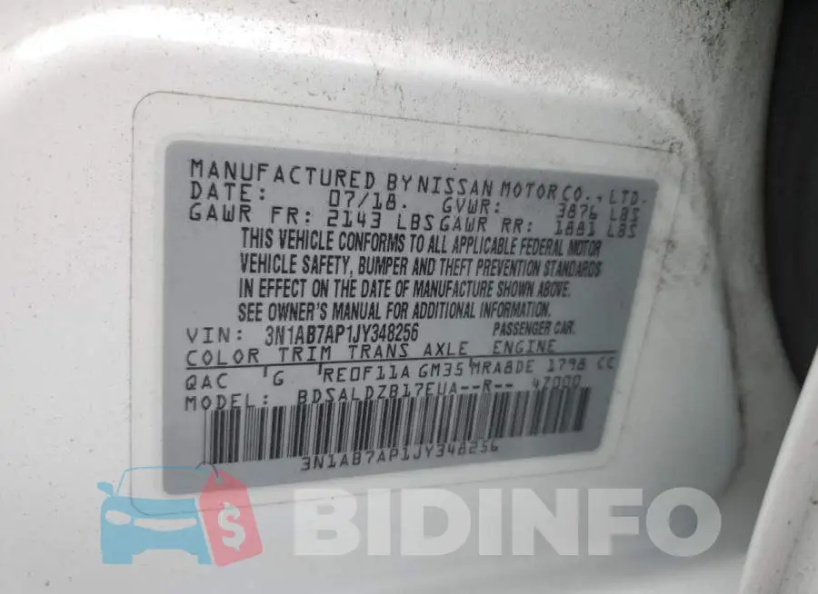 3N1AB7AP1JY348256 Photo# 12