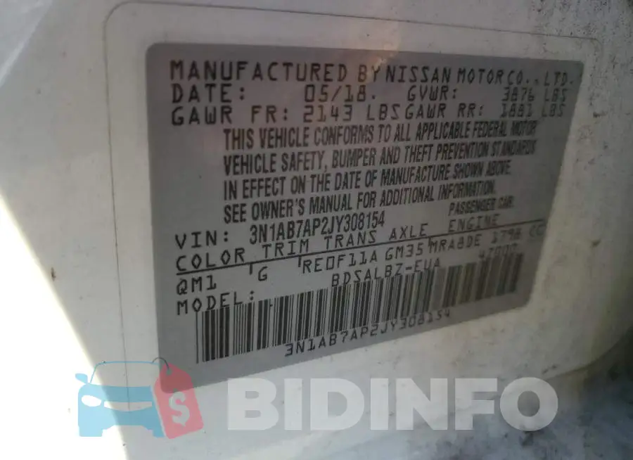 3N1AB7AP2JY308154 Photo# 12